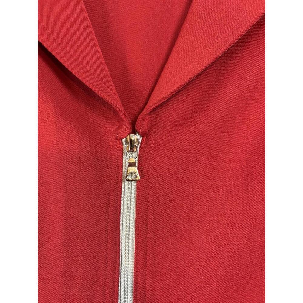 90s Vintage Designer Vertigo Paris Blazer Womens Medium Red Silver Accents Zips - Picture 2 of 15